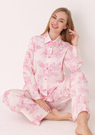 Pizhama të Gjata Modal me Lule - Pink