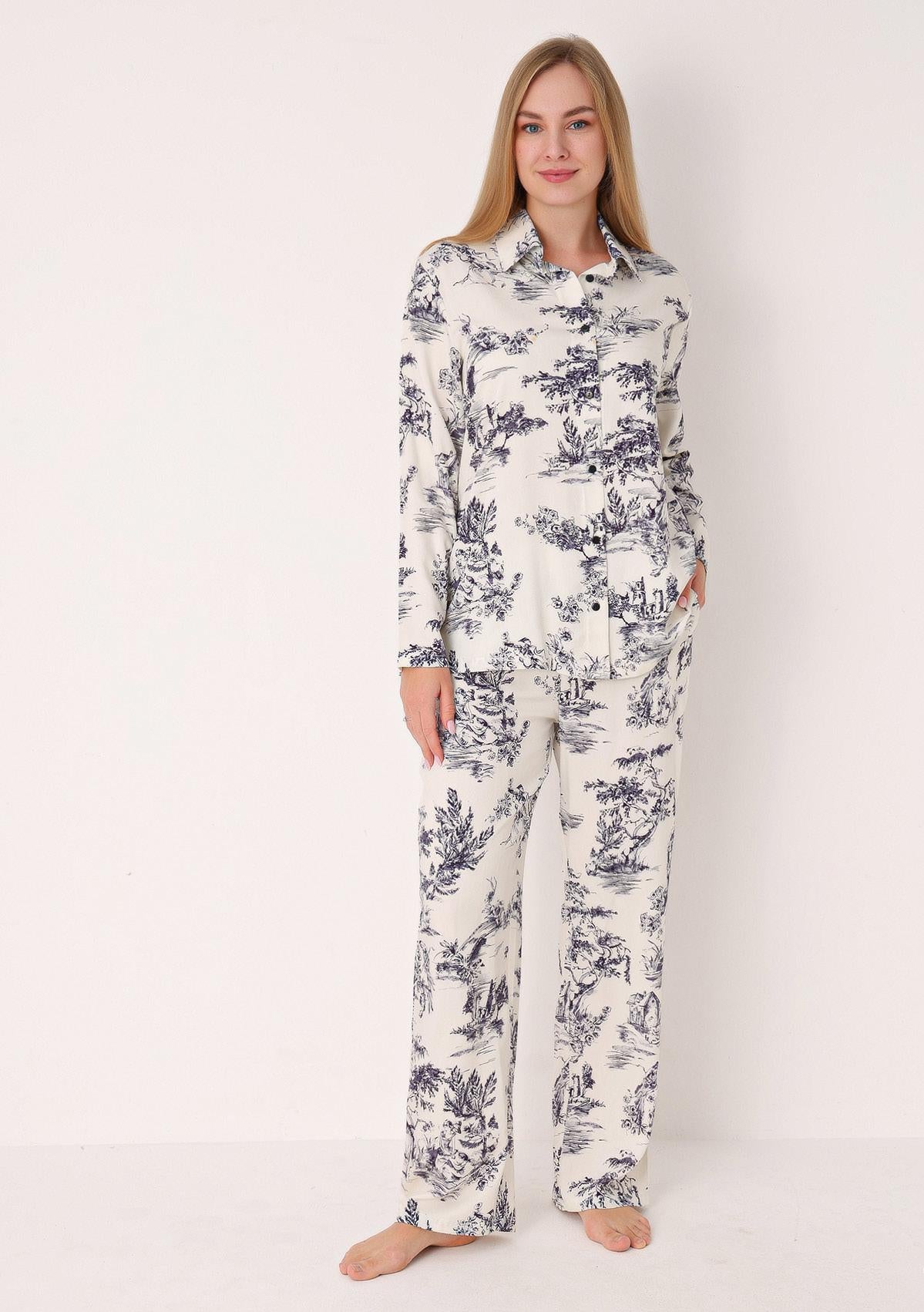 Pizhama të Gjata Modal me Lule - Kaltert