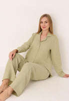 Pizhama të Gjata Pambuk i Pastert - Gjelbert